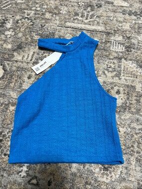 Zara Electric Blue One-Shoulder Tank Top